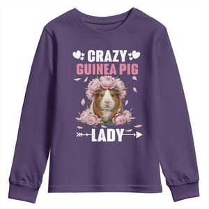 Funny Crazy Guinea Pig Lady Youth Sweatshirt Cavy Mom Gift TS12 Purple Print Your Wear