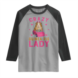Crazy Guinea Pig Lady Raglan Shirt Funny Pet Lover Gift TS12 Sport Gray Black Print Your Wear