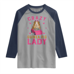 Crazy Guinea Pig Lady Raglan Shirt Funny Pet Lover Gift TS12 Sport Gray Navy Print Your Wear