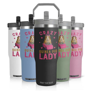 Crazy Guinea Pig Lady Flip Straw Tumbler Funny Pet Lover Gift TS12 Print Your Wear