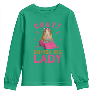 Crazy Guinea Pig Lady Youth Sweatshirt Funny Pet Lover Gift TS12 Irish Green Print Your Wear