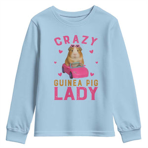 Crazy Guinea Pig Lady Youth Sweatshirt Funny Pet Lover Gift TS12 Light Blue Print Your Wear