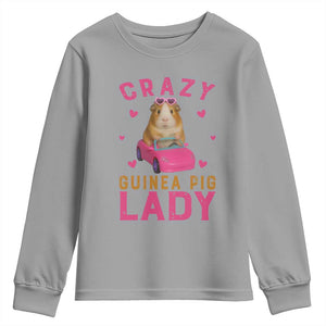 Crazy Guinea Pig Lady Youth Sweatshirt Funny Pet Lover Gift TS12 Sport Gray Print Your Wear