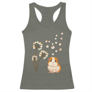 Flower Guinea Pig Dandelion Racerback Tank Top Funny Cavy Lover Gift TS12 Military Green Print Your Wear