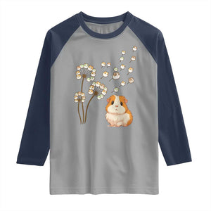 Flower Guinea Pig Dandelion Raglan Shirt Funny Cavy Lover Gift TS12 Sport Gray Navy Print Your Wear