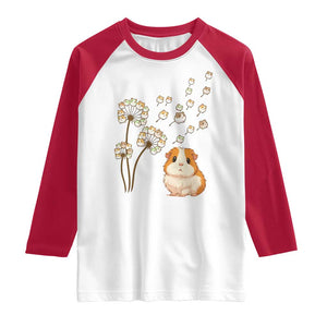 Flower Guinea Pig Dandelion Raglan Shirt Funny Cavy Lover Gift TS12 White Red Print Your Wear