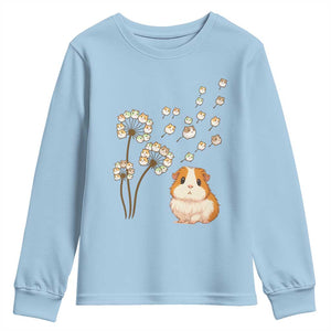Flower Guinea Pig Dandelion Youth Sweatshirt Funny Cavy Lover Gift TS12 Light Blue Print Your Wear