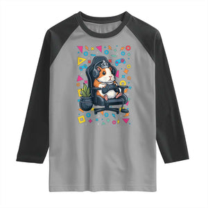 Funny Guinea Pigs And Gaming Lover Gift For Kid Raglan Shirt TS12 Sport Gray Black Print Your Wear