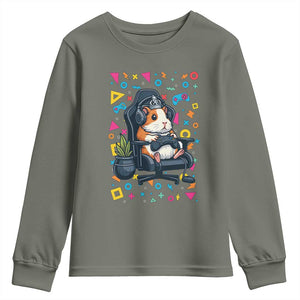 Funny Guinea Pigs And Gaming Lover Gift For Kid Youth Sweatshirt TS12 Military Green Print Your Wear