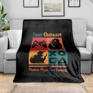 Funny Easily Distracted By Guinea Pigs And Gaming Throw Blanket Game Lover Gift TS12 Print Your Wear
