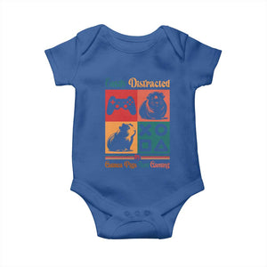 Funny Easily Distracted By Guinea Pigs And Gaming Baby Onesie Game Lover Gift TS12 Royal Blue Print Your Wear