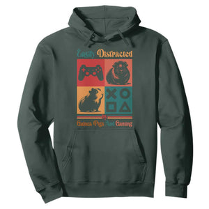 Funny Easily Distracted By Guinea Pigs And Gaming Hoodie Game Lover Gift TS12 Dark Forest Green Print Your Wear