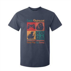 Funny Easily Distracted By Guinea Pigs And Gaming T Shirt For Kid Game Lover Gift TS12 Navy Print Your Wear