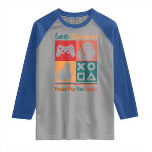 Funny Easily Distracted By Guinea Pigs And Gaming Raglan Shirt Game Lover Gift TS12 Sport Gray Royal Print Your Wear