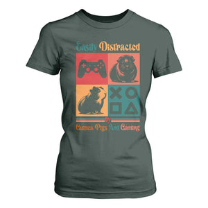 Funny Easily Distracted By Guinea Pigs And Gaming T Shirt For Women Game Lover Gift TS12 Dark Forest Green Print Your Wear