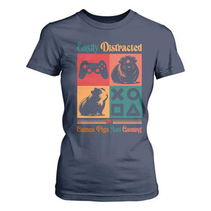 Funny Easily Distracted By Guinea Pigs And Gaming T Shirt For Women Game Lover Gift TS12 Navy Print Your Wear
