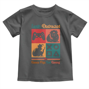 Funny Easily Distracted By Guinea Pigs And Gaming Toddler T Shirt Game Lover Gift TS12 Dark Heather Print Your Wear