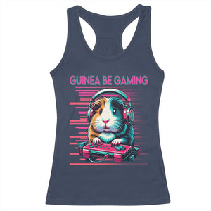 Funny Guinea Pig Video Game Player Gift Racerback Tank Top Guinea Be Gaming TS12 Navy Print Your Wear