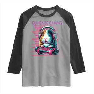 Funny Guinea Pig Video Game Player Gift Raglan Shirt Guinea Be Gaming TS12 Sport Gray Black Print Your Wear