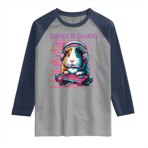 Funny Guinea Pig Video Game Player Gift Raglan Shirt Guinea Be Gaming TS12 Sport Gray Navy Print Your Wear