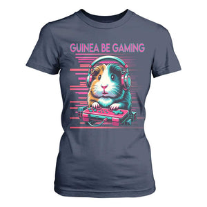 Funny Guinea Pig Video Game Player Gift T Shirt For Women Guinea Be Gaming TS12 Navy Print Your Wear