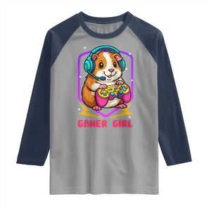 Guinea Pig Video Game Rodent Lover Raglan Shirt Funny Gamers Girl Gift TS12 Sport Gray Navy Print Your Wear