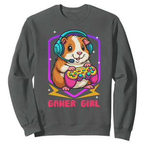 Guinea Pig Video Game Rodent Lover Sweatshirt Funny Gamers Girl Gift TS12 Dark Heather Print Your Wear