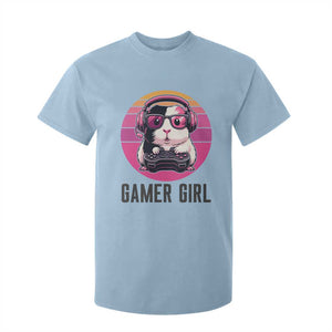Funny Guinea Pig Video Game Rodent Lover T Shirt For Kid Gamers Girl Sunset Retro Gift TS12 Light Blue Print Your Wear