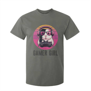 Funny Guinea Pig Video Game Rodent Lover T Shirt For Kid Gamers Girl Sunset Retro Gift TS12 Military Green Print Your Wear