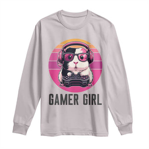 Funny Guinea Pig Video Game Rodent Lover Long Sleeve Shirt Gamers Girl Sunset Retro Gift TS12 Ice Gray Print Your Wear