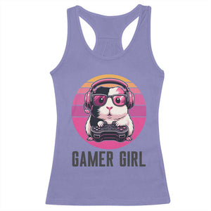 Funny Guinea Pig Video Game Rodent Lover Racerback Tank Top Gamers Girl Sunset Retro Gift TS12 Violet Print Your Wear