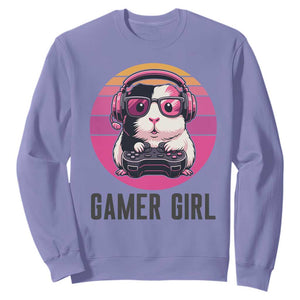 Funny Guinea Pig Video Game Rodent Lover Sweatshirt Gamers Girl Sunset Retro Gift TS12 Violet Print Your Wear