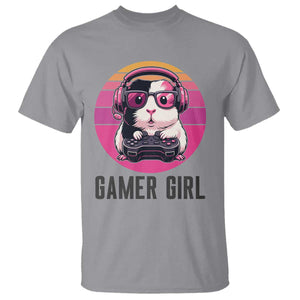 Funny Guinea Pig Video Game Rodent Lover T Shirt Gamers Girl Sunset Retro Gift TS12 Sport Gray Print Your Wear