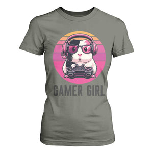 Funny Guinea Pig Video Game Rodent Lover T Shirt For Women Gamers Girl Sunset Retro Gift TS12 Military Green Print Your Wear