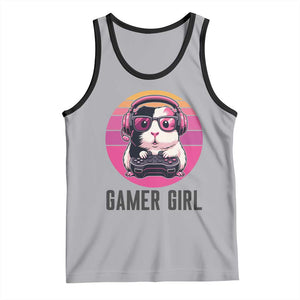 Funny Guinea Pig Video Game Rodent Lover Tank Top Gamers Girl Sunset Retro Gift TS12 Athletic Heather Black Print Your Wear