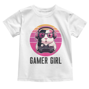 Funny Guinea Pig Video Game Rodent Lover Toddler T Shirt Gamers Girl Sunset Retro Gift TS12 White Print Your Wear