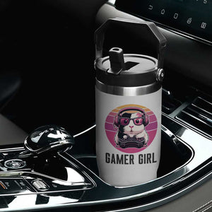 Funny Guinea Pig Video Game Rodent Lover Flip Straw Tumbler Gamers Girl Sunset Retro Gift TS12 Print Your Wear