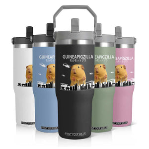 Funny Giant Guinea Pig Monster Roaring Tokyo Japan Flip Straw Tumbler Guineapigzilla TS12 Print Your Wear