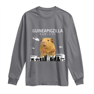 Funny Giant Guinea Pig Monster Roaring Tokyo Japan Long Sleeve Shirt Guineapigzilla TS12 Charcoal Print Your Wear