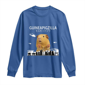 Funny Giant Guinea Pig Monster Roaring Tokyo Japan Long Sleeve Shirt Guineapigzilla TS12 Royal Blue Print Your Wear