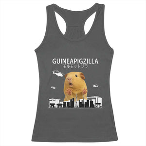 Funny Giant Guinea Pig Monster Roaring Tokyo Japan Racerback Tank Top Guineapigzilla TS12 Dark Heather Print Your Wear