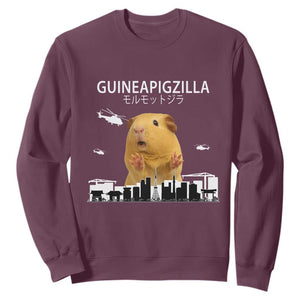 Funny Giant Guinea Pig Monster Roaring Tokyo Japan Sweatshirt Guineapigzilla TS12 Maroon Print Your Wear