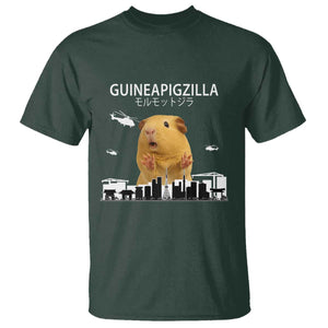 Funny Giant Guinea Pig Monster Roaring Tokyo Japan T Shirt Guineapigzilla TS12 Dark Forest Green Print Your Wear