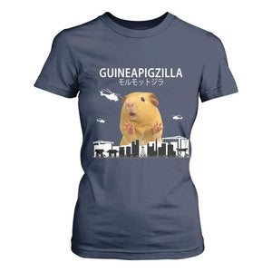 Funny Giant Guinea Pig Monster Roaring Tokyo Japan T Shirt For Women Guineapigzilla TS12 Navy Print Your Wear