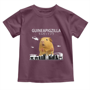 Funny Giant Guinea Pig Monster Roaring Tokyo Japan Toddler T Shirt Guineapigzilla TS12 Maroon Print Your Wear
