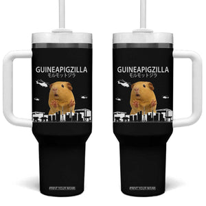 Funny Giant Guinea Pig Monster Roaring Tokyo Japan Tumbler With Handle Guineapigzilla TS12 One Size: 40 oz Black Print Your Wear