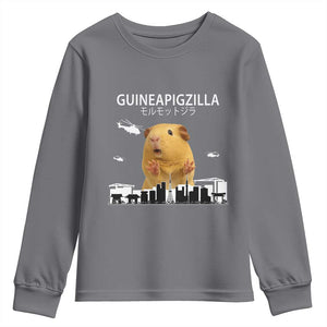 Funny Giant Guinea Pig Monster Roaring Tokyo Japan Youth Sweatshirt Guineapigzilla TS12 Charcoal Print Your Wear