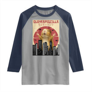 Guineapigzilla Giant Raglan Shirt Funny Guinea Pig Monster Tokyo Japan Gift TS12 Sport Gray Navy Print Your Wear