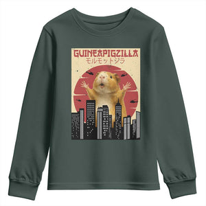 Guineapigzilla Giant Youth Sweatshirt Funny Guinea Pig Monster Tokyo Japan Gift TS12 Dark Forest Green Print Your Wear