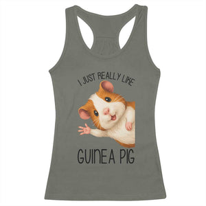 I Just Really Like Guinea Pigs Racerback Tank Top Funny Cavy Lover TS12 Military Green Print Your Wear